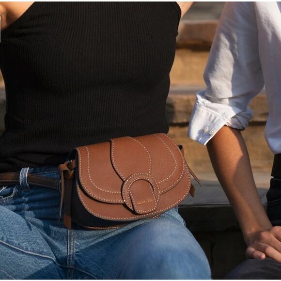 Rachel Zoe Belt Bag Crossbody Adjustable Curateur Edessi Saddle Brown Purse NWT - Picture 13 of 14